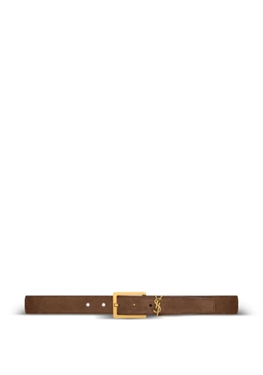 Saint Laurent logo buckle leather belt - Brown