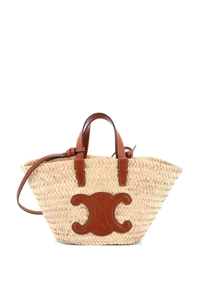 Celine Pre-Owned Classic Panier Basket Raffia and Leather Teen tote bag - Brown