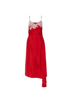 Moschino lace asymmetric midi dress - Red
