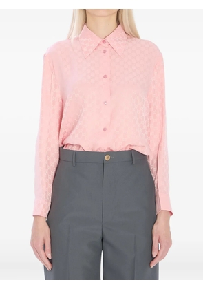 Gucci GG jacquard-pattern buttoned silk shirt - Pink