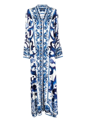 Dolce & Gabbana graphic-print silk maxi dress - Blue