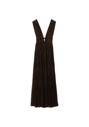 Ba&Sh Tania pleated V-neck dress - Brown