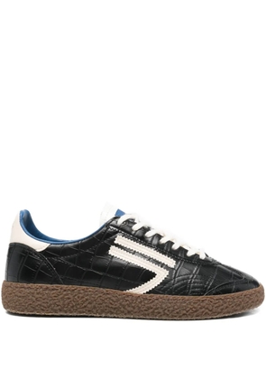 Puraai crocodile-embossed striped sneakers - Black