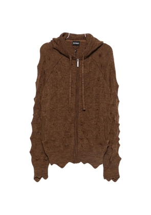 MADFRENZY Spiked zip-up cable-knit cardigan - Brown