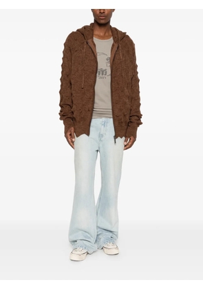 MADFRENZY Spiked zip-up cable-knit cardigan - Brown