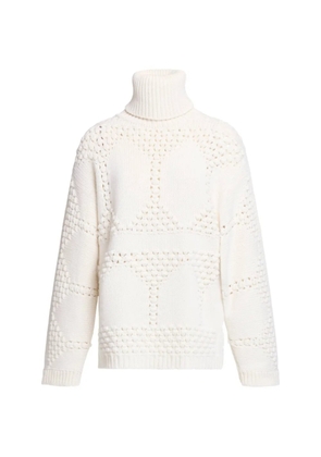 Elie Saab ribbed-knit turtleneck sweater - White