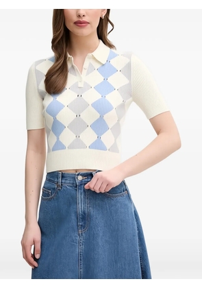 Benetton argyle polo top - Neutrals