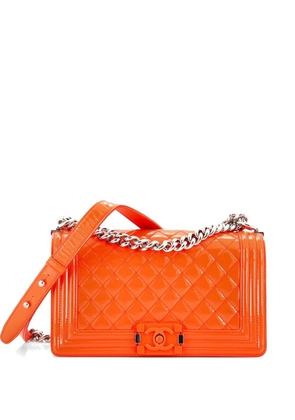CHANEL Pre-Owned Boy Flap Bag Quilted Plexiglass Patent Old Medium shoulder bag - Orange
