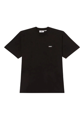 Obey logo-embroidered cotton t-shirt - Black