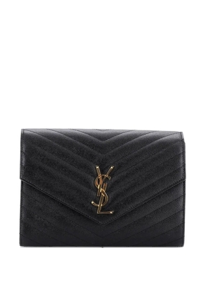 Saint Laurent Pre-Owned Classic Monogram Envelope Wristlet Matelasse Chevron Leather clutch bag - Black