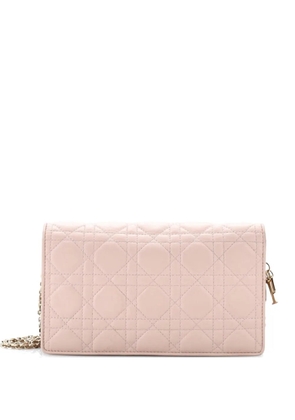 Christian Dior Pre-Owned Lady Dior Chain Pouch Cannage Quilt Lambskin clutch bag - Pink
