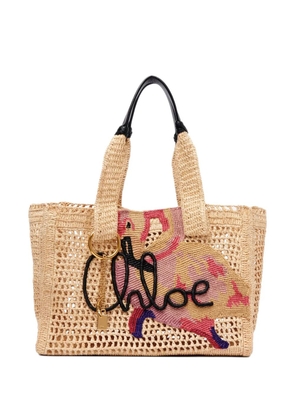 Chloé Summer Banana crochet appliqué tote bag - Neutrals
