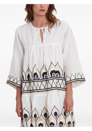 GREEK ARCHAIC KORI embroidered dress - White