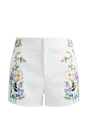 alice + olivia Cady floral-embroidered shorts - White