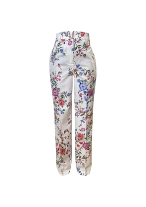 LIU JO floral-print cotton trousers - White