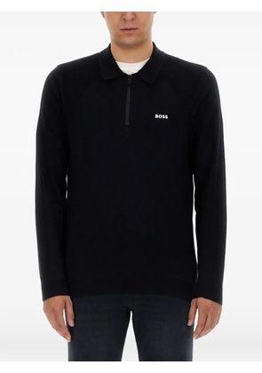 BOSS logo zip polo shirt - Blue