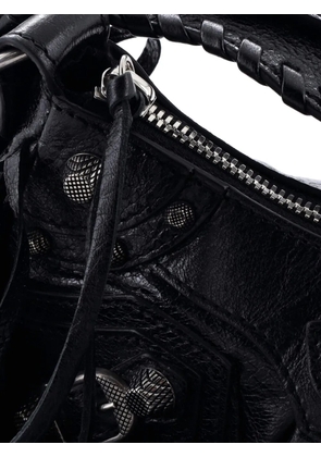 Balenciaga Pre-Owned Le Cagole Giant Studs Fringe Shoulder Bag Leather XS hobo bag - Black