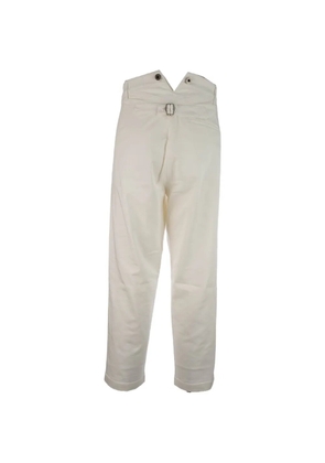 Pence button-fastening buckle-detail trousers - White
