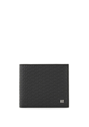 Armani Exchange debossed monogram leather bi-fold wallet - Black
