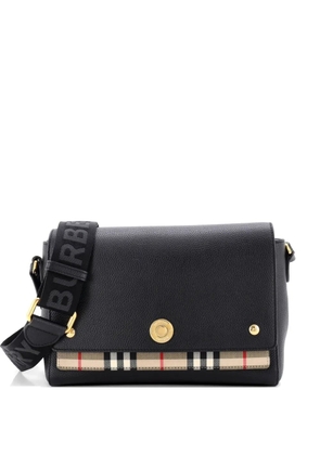 Burberry Pre-Owned Note Leather with Vintage Check Canvas Medium crossbody bag - Black