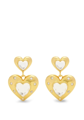 Self-Portrait heart embellished earrings - Gold