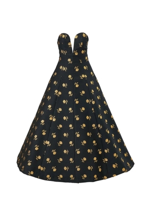 Carolina Herrera Carnation jacquard deep V-neck dress - Black