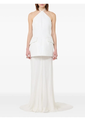 Sportmax halterneck flap-pocket dress - White