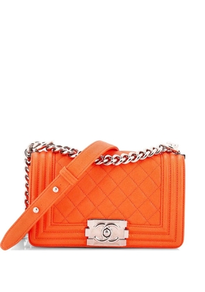 CHANEL Pre-Owned Boy Flap Bag Quilted Caviar Small crossbody bag - Orange