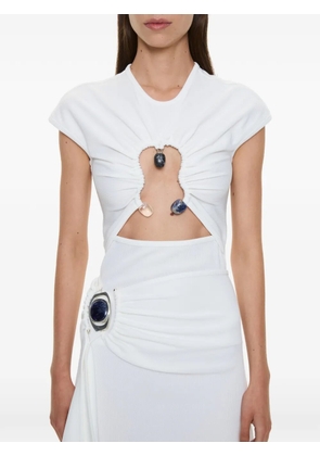 Christopher Esber Hiero Crystal capped-design cut-out T-shirt - White