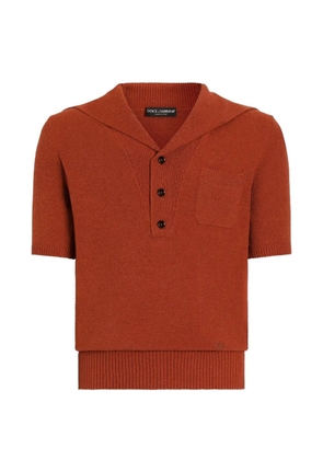 Dolce & Gabbana button knitted polo shirt - Brown