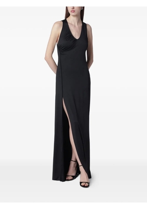 Victoria Beckham gathered slit-detail scoop-neck dress - Black