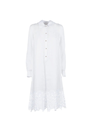 Max Mara lace-trim shirt dress - White