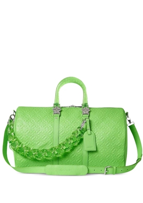 GUAPI embossed chain leather duffle bag - Green