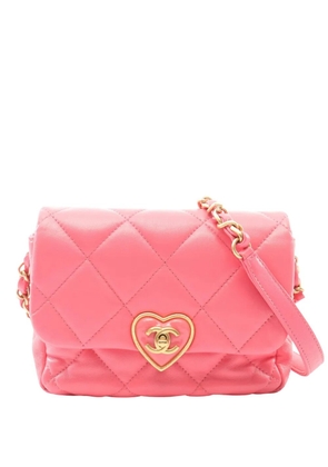 CHANEL Pre-Owned 2021-2026 Mini Quilted Lambskin Acrylic Coco Love Flap crossbody bag - Pink