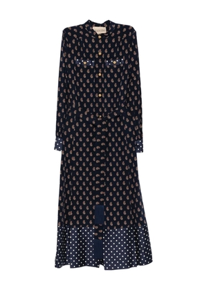 Valentino Garavani paisley-print polka-dot midi dress - Blue