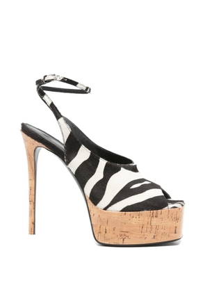 The Attico Ornella zebra-print platform sandals - Black