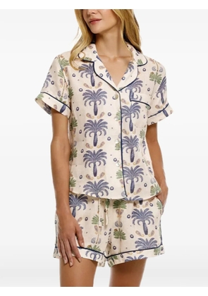 THE LAZY POET Nina Riviera palms print pyjama set - Neutrals