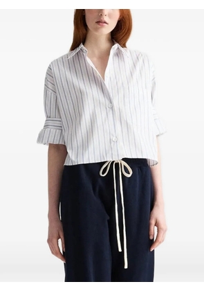 TWP striped-cropped shirt - White