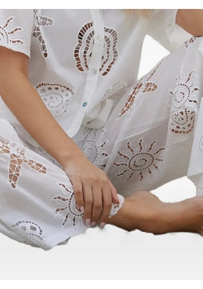 Miss June starfish-print palazzo trousers - White