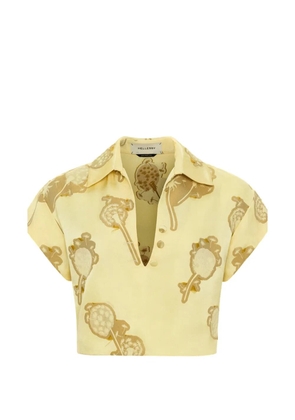Hellessy Warren polo v-neck printed top - Yellow