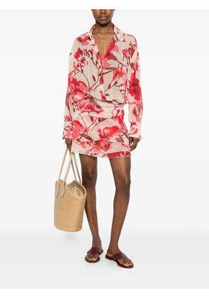 CHIARA BONI La Petite Robe floral-detail ruffled mini dress - Red