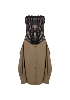 Giuseppe Di Morabito lace-detail buttoned dress - Brown
