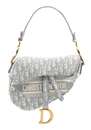 Christian Dior Pre-Owned 2020 Oblique Embroidered Canvas Saddle Bag shoulder bag - Grey