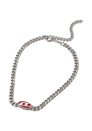 Diesel logo-plaque necklace - Silver