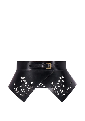 Lela Rose floral lasercut leather belt - Black
