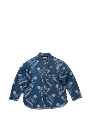 Mastermind World skull-print denim shirt - Blue