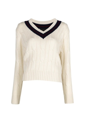 Nili Lotan Fabiana V-neck cable-knit sweater - Neutrals