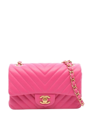 CHANEL Pre-Owned 2015-2016 Mini Rectangular Classic Chevron Lambskin Single Flap crossbody bag - Pink