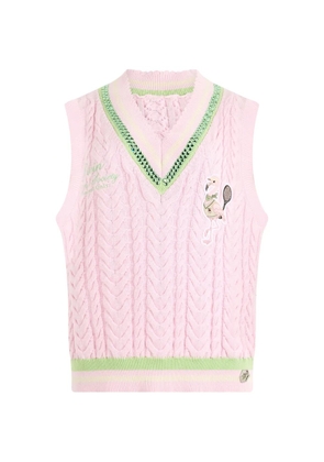 Philipp Plein V-neck cable-knit vest - Pink
