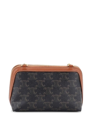 Celine Pre-Owned Zip Around Chain Clutch Triomphe Coated Canvas crossbody bag - Brown